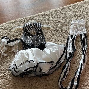 Costume Gallery dance leotard tutu black white stripes sequins Adult Small